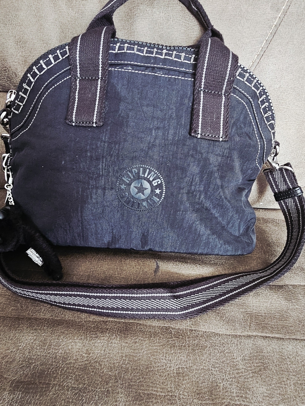 Kipling Black Crossbody Satchel - Signature Logo